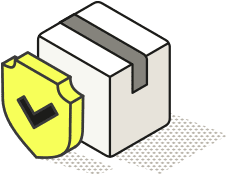 Secure warehouse with inventory shield, representing reliable order fulfillment services.