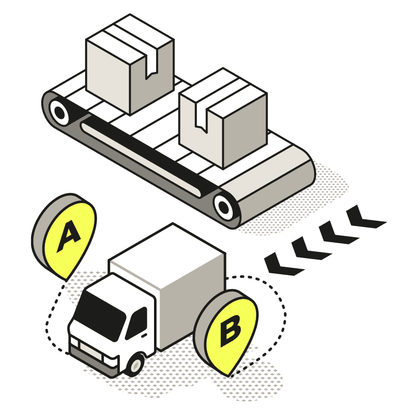 Pick and pack fulfillment process with conveyor belt and delivery truck for efficient order manageme.